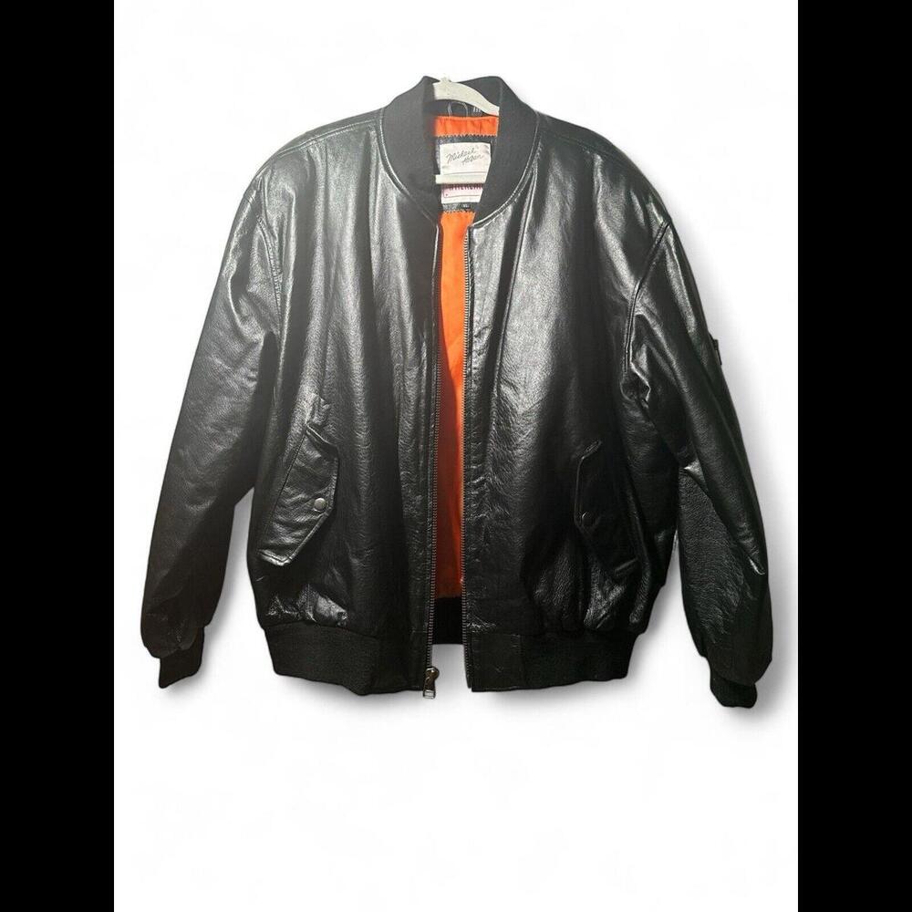 Michael Hoban MARINES Leather WHEREMI Black Men’s Size  XL Coat Jacket EUC